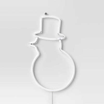 LED Battery Operated Christmas Neon Snowman Hangable Sign White/Blue/Orange - Wondershop™ 4 LED Battery Operated Christmas Neon Snowman Hangable Sign White/Blue/Orange - Wondershop™ - Image 2