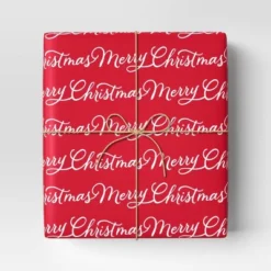 40" 220 Sq Ft Christmas Roll Wrap Merry Christmas On Red - Wondershop™