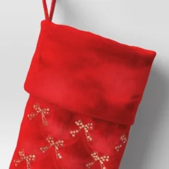 21" Christmas Sequins/Embroidery Bow Velvet Stocking Red - Wondershop™ -Wondershop GUEST 040f3262 dfc7 4c75 99ad 2453510f5ed8