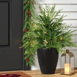 Wondershop 23 24" Pre-Lit Christmas Norfolk Cedar Artificial Greenery With Ground Stake - Wondershop™