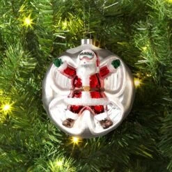 Christmas Glass Santa In Snow Ornament - Wondershop™