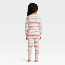 Toddler "Let It Snow" Fair Isle Cozy Knit Long Sleeve Shirt And Pants Holiday Matching Family Pajama Set - Wondershop™ Cream