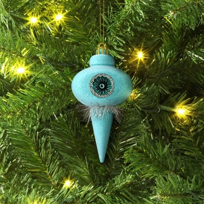 Christmas Flocking Ornament With Reflector Aqua - Wondershop™ 3 Christmas Flocking Ornament With Reflector Aqua - Wondershop™