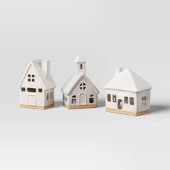 3pc Lit Ceramic Buildings Decorative Christmas Figurine Set - Wondershop™ White -Wondershop GUEST 0b1ccda6 afab 4f1b af21 0ab7193b173d