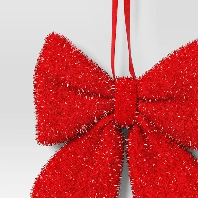 6.5" Christmas Tinsel Bow Ornament Red - Wondershop™ 4 6.5" Christmas Tinsel Bow Ornament Red - Wondershop™ - Image 2