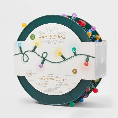 150ct LED Faceted Sphere Christmas String Lights Spool With Green Wire - Wondershop™ 5 150ct LED Faceted Sphere Christmas String Lights Spool With Green Wire - Wondershop™ - Image 3