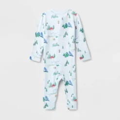 Baby "Tis The Ski-son!" Cozy Knit Holiday Matching Family Pajama Union Suit - Wondershop™ Blue