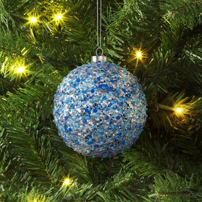4" Christmas Chunkey Glitter Ball Ornament Dark Blue - Wondershop™ 3 4" Christmas Chunkey Glitter Ball Ornament Dark Blue - Wondershop™