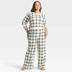 Women's Plaid Ribbed Holiday Matching Family Pajama Pants - Wondershop™ Cream -Wondershop GUEST 229d6aca 0eca 479f 8291 b9a256ab0804