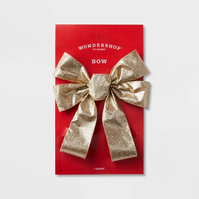Glitter Fabric Christmas Bow Gold - Wondershop™ 4 Glitter Fabric Christmas Bow Gold - Wondershop™ - Image 2