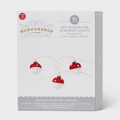 30ct LED Dewdrop With Red Mushrooms Christmas Indoor Novelty String Lights Warm White With Silver Wire - Wondershop™: Fairy Lights 5 30ct LED Dewdrop With Red Mushrooms Christmas Indoor Novelty String Lights Warm White With Silver Wire - Wondershop™: Fairy Lights - Image 3