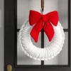 24" Christmas White Tube Yarn Red Bow Wreath - Wondershop™ -Wondershop GUEST 308afdd6 22f8 4634 9974 5b10d0e53697