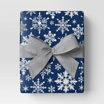 30” 25 Sq Ft Christmas Roll Wrap White Snowflakes On Blue - Wondershop™ 3 30” 25 Sq Ft Christmas Roll Wrap White Snowflakes On Blue - Wondershop™
