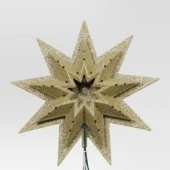 12" Lit-Plastic Gold Glitter Starburst Clear Incandescent Lights Christmas Tree Topper - Wondershop™ -Wondershop GUEST 3e700198 ec69 45ed bc47 fc314fc911da