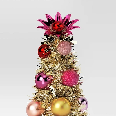 12.5" Christmas Tinsel Tree Gold - Wondershop™ 4 12.5" Christmas Tinsel Tree Gold - Wondershop™ - Image 2