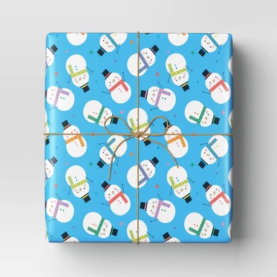 40" 125 Sq Ft Christmas Roll Wrap Snowmen On Light Blue - Wondershop™ 3 40" 125 Sq Ft Christmas Roll Wrap Snowmen On Light Blue - Wondershop™