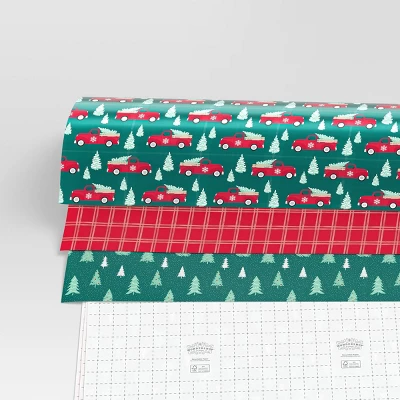 30” 3pk 180 Sq Ft Christmas Wrap Pack Trucks/Plaid/Trees - Wondershop™ 4 30” 3pk 180 Sq Ft Christmas Wrap Pack Trucks/Plaid/Trees - Wondershop™ - Image 2