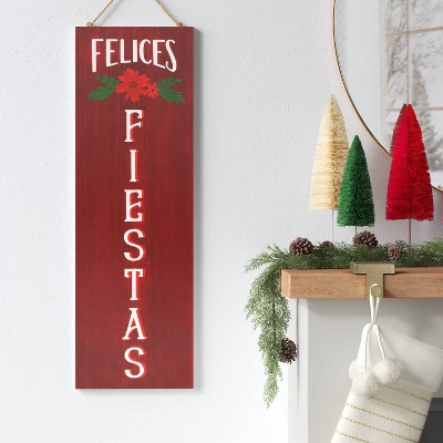 Reversible 'Felices Fiestas' To 'Feliz Navidad' Wood Christmas Wall Décor Dark Red/White - Wondershop™ 4 Reversible 'Felices Fiestas' To 'Feliz Navidad' Wood Christmas Wall Décor Dark Red/White - Wondershop™ - Image 2