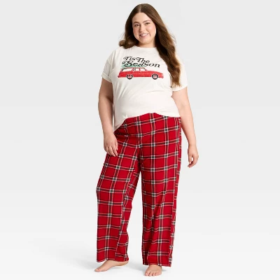 Women's Plaid Microfleece Holiday Matching Family Pajama Pants - Wondershop™ Red 4 Women's Plaid Microfleece Holiday Matching Family Pajama Pants - Wondershop™ Red - Image 2