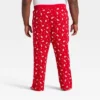 Men's Santa Print Ribbed Holiday Matching Family Pajama Pants - Wondershop™ Red