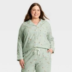 Women's Gingerbread Striped Flannel Long Sleeve Shirt And Pants Holiday Matching Family Pajama Set - Wondershop™ Cream -Wondershop GUEST 61fc1b28 feba 43b2 95a1 0dac979b3e82