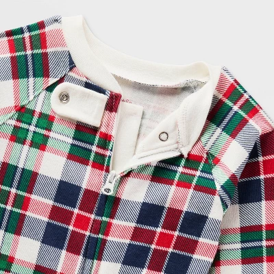 Baby Plaid Ribbed Holiday Matching Family Footed Pajamas - Wondershop™ Cream 4 Baby Plaid Ribbed Holiday Matching Family Footed Pajamas - Wondershop™ Cream - Image 2