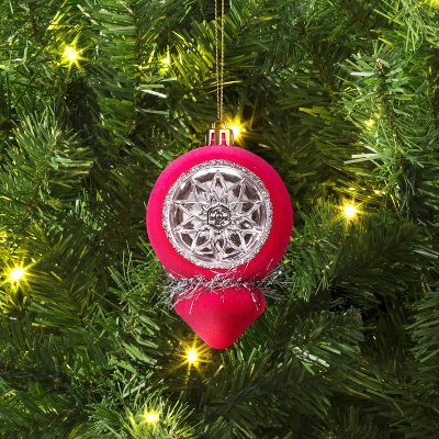 Christmas Flocking Ornament With Reflector Hot Pink - Wondershop™ 3 Christmas Flocking Ornament With Reflector Hot Pink - Wondershop™