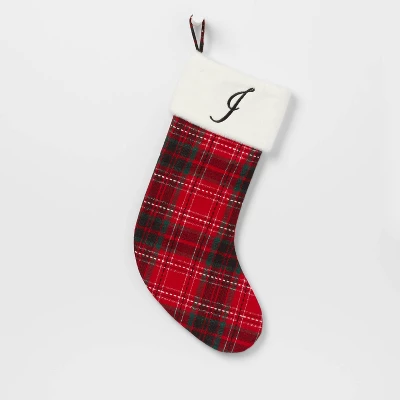 20" Plaid Monogram Christmas Holiday Stocking With Faux Fur Cuff Red/Green/White - Wondershop™ 13 20" Plaid Monogram Christmas Holiday Stocking With Faux Fur Cuff Red/Green/White - Wondershop™ - Image 11