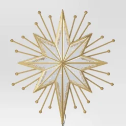 14.5" Lit-Led Gold Starburst Painted Gold Beads Warm White Lights Christmas Tree Topper - Wondershop™ -Wondershop GUEST 72eabfa4 95a9 4bc2 bc16 2d09b95e0a90