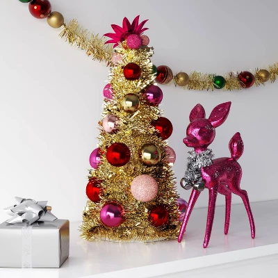 12.5" Christmas Tinsel Tree Gold - Wondershop™ 3 12.5" Christmas Tinsel Tree Gold - Wondershop™