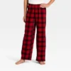 Kids' Plaid Microfleece Holiday Matching Family Pajama Pants - Wondershop™ Red/Black -Wondershop GUEST 816ccb42 ab08 474f 86bc 93795818dfeb