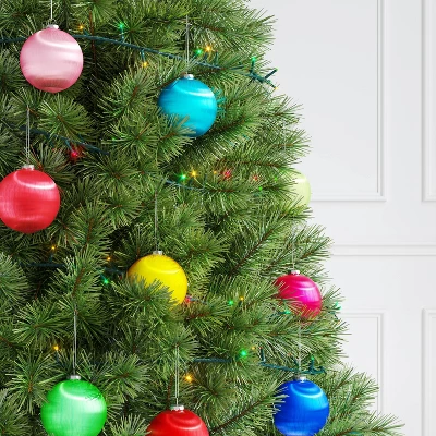 9ct 90mm Christmas Thread Wrapped Ornament Set Yellow/Pink/Green/Blue/Red - Wondershop™ 3 9ct 90mm Christmas Thread Wrapped Ornament Set Yellow/Pink/Green/Blue/Red - Wondershop™