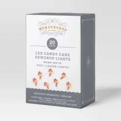 20ct LED Battery Operated Christmas Candy Cane Dew Drop Lights Warm White With Silver Wire - Wondershop™ -Wondershop GUEST 8552eb97 42a8 4ad0 838d 5b404b5f8c6d