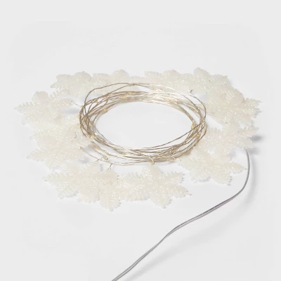 30ct LED Dewdrop With Glittered Snowflakes Christmas Indoor Novelty String Lights Warm White With Silver Wire - Wondershop™ 4 30ct LED Dewdrop With Glittered Snowflakes Christmas Indoor Novelty String Lights Warm White With Silver Wire - Wondershop™ - Image 2