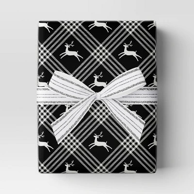 40" 125 Sq Ft Christmas Roll Wrap Deer And Plaid On Black Gift - Wondershop™ 3 40" 125 Sq Ft Christmas Roll Wrap Deer And Plaid On Black Gift - Wondershop™