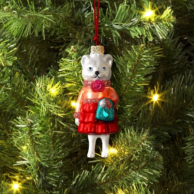 Christmas Glass Dressed White Cat Ornament - Wondershop™ 3 Christmas Glass Dressed White Cat Ornament - Wondershop™