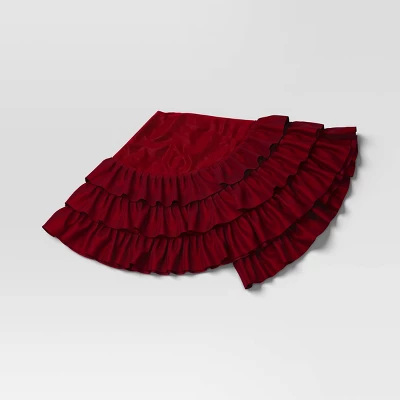 48" Velvet Tree Skirt With 3 Layers Of Ruffles - Wondershop™ 7 48" Velvet Tree Skirt With 3 Layers Of Ruffles - Wondershop™ - Image 5
