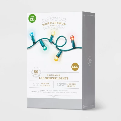 50ct LED Smooth Sphere Christmas String Lights With Green Wire - Wondershop™ 5 50ct LED Smooth Sphere Christmas String Lights With Green Wire - Wondershop™ - Image 3