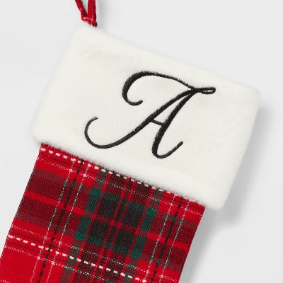 20" Plaid Monogram Christmas Holiday Stocking With Faux Fur Cuff Red/Green/White - Wondershop™ 4 20" Plaid Monogram Christmas Holiday Stocking With Faux Fur Cuff Red/Green/White - Wondershop™ - Image 2