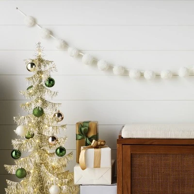 72" Christmas All White Poms Garland Ivory - Wondershop™ 3 72" Christmas All White Poms Garland Ivory - Wondershop™