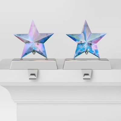 2pk Christmas Lit Iridescent Star Stocking Holder - Wondershop™ 4 2pk Christmas Lit Iridescent Star Stocking Holder - Wondershop™ - Image 2