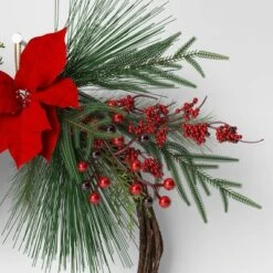 22" Christmas Unlit Asymmetrical Red Poinsettia Wreath - Wondershop™ -Wondershop GUEST a9446493 6884 4d05 a331 bb104997dbd8