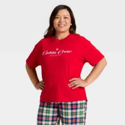 Women's "Cabin Crew" Short Sleeve Holiday Matching Family Pajama Shirt - Wondershop™ Red -Wondershop GUEST b00148f9 47dc 4037 9285 ee371d383739