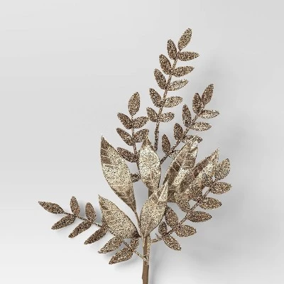 4pc Christmas Pick Set Champagne 2 Mixed Leaves Picks 2 Hard Needle - Wondershop™ 4 4pc Christmas Pick Set Champagne 2 Mixed Leaves Picks 2 Hard Needle - Wondershop™ - Image 2