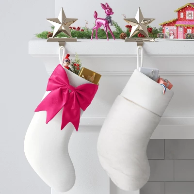 21" White Stocking With 3D Bow Decor - Wondershop™ 3 21" White Stocking With 3D Bow Decor - Wondershop™