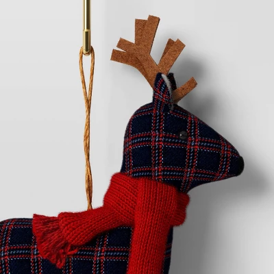 Christmas Fabric Deer Ornament Blue Plaid - Wondershop™ 4 Christmas Fabric Deer Ornament Blue Plaid - Wondershop™ - Image 2