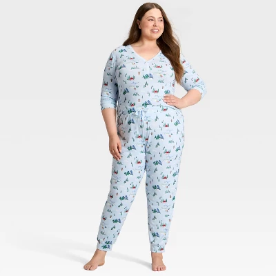 Women's "Tis The Ski-son!" Cozy Knit Holiday Matching Family Pajama Pants - Wondershop™ Blue 4 Women's "Tis The Ski-son!" Cozy Knit Holiday Matching Family Pajama Pants - Wondershop™ Blue - Image 2