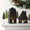 11" Lit Metal House Christmas Village Building - Wondershop™ Black: Indoor Tabletop Decorative Object, Battery-Powered -Wondershop GUEST c4579e8b 67a4 4729 82eb 446d26f8103c