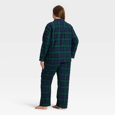 Women's Plaid Flannel Long Sleeve Shirt And Pants Holiday Matching Family Pajama Set - Wondershop™ Navy Blue 3 Women's Plaid Flannel Long Sleeve Shirt And Pants Holiday Matching Family Pajama Set - Wondershop™ Navy Blue
