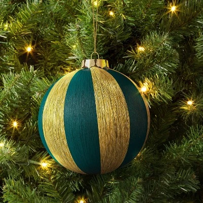 3.5" Christmas Thread Wrapping Ornament Emerald Green - Wondershop™ 3 3.5" Christmas Thread Wrapping Ornament Emerald Green - Wondershop™